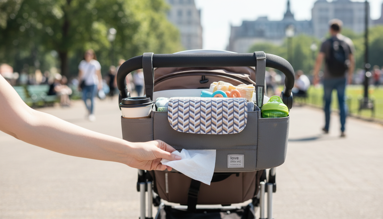 Expandable Stroller Organizer: Cup Holders + Wipes Pocket