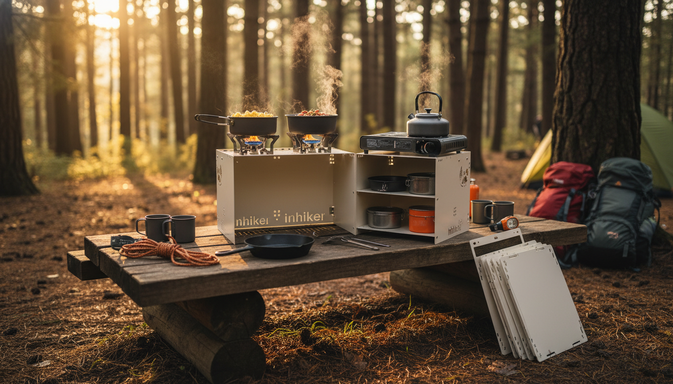 Windproof Folding Triple Camping Rack: Stable Outdoor Cooking