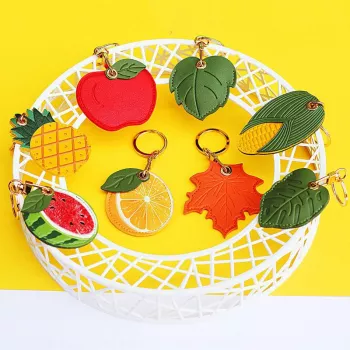 Cute Fruit AirTag Keychain Case: Leather-Style Protection